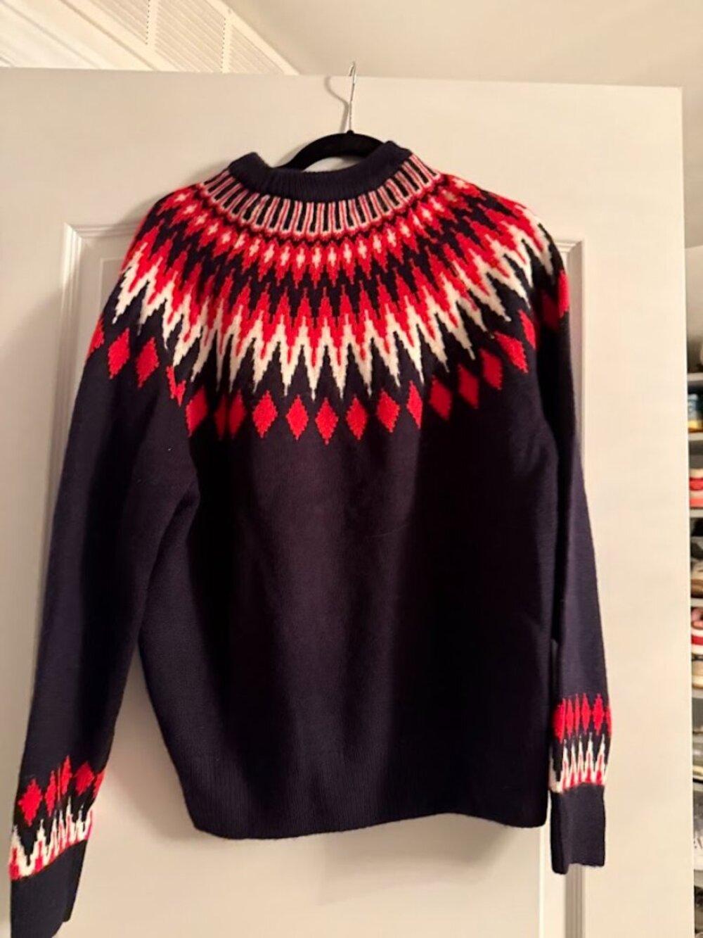 NWOT H&M Fair Isle Sweater Blue/White/Red | Size M